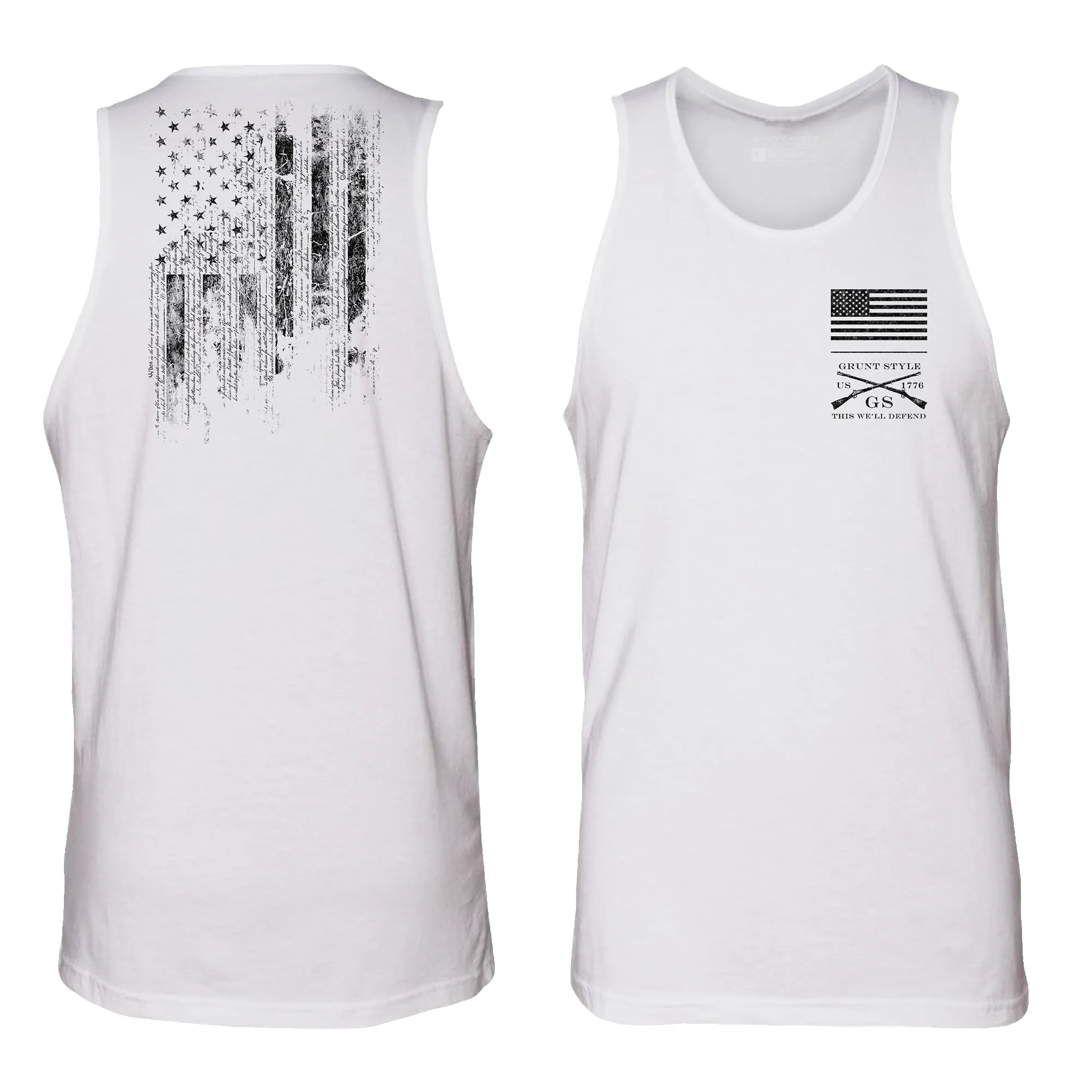 1776 Flag Tank - White sold by Grunt Style