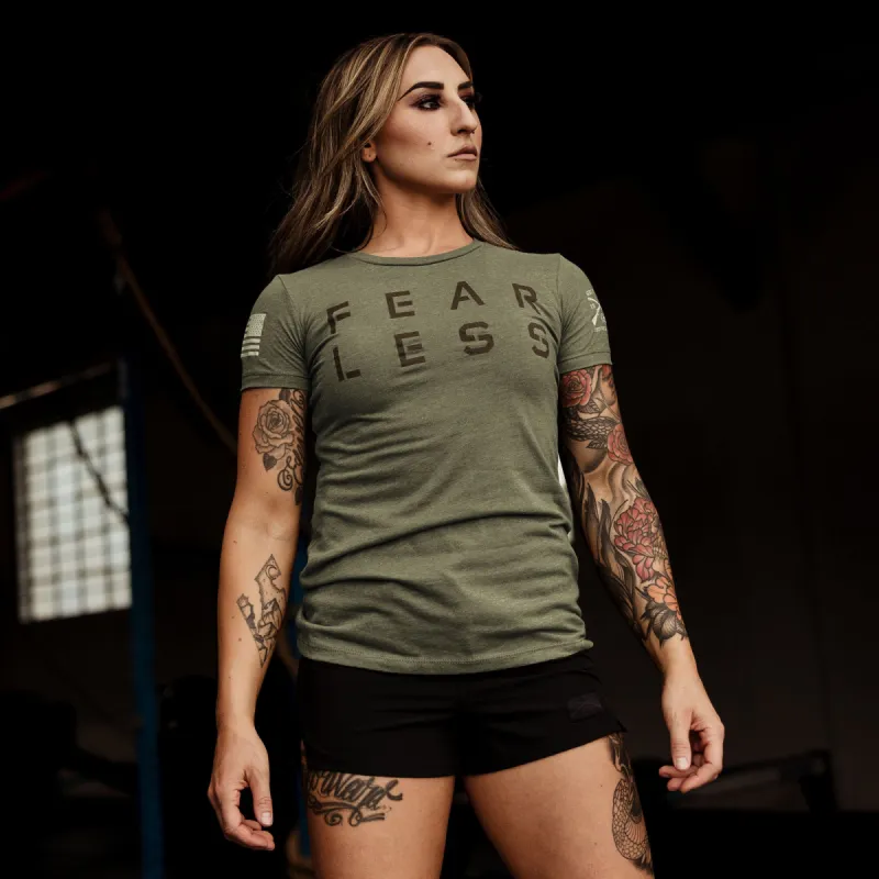 Women's Fear Less Training T-Shirt- Military Green sold by Grunt Style