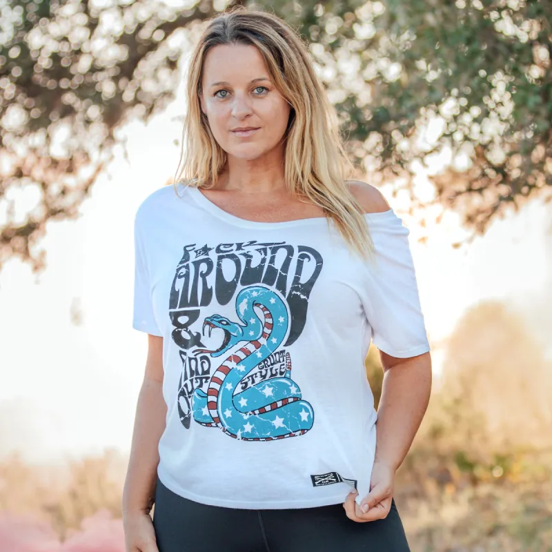 Women's F*ck Around & Find Out Slouchy T-Shirt - White sold by Grunt Style