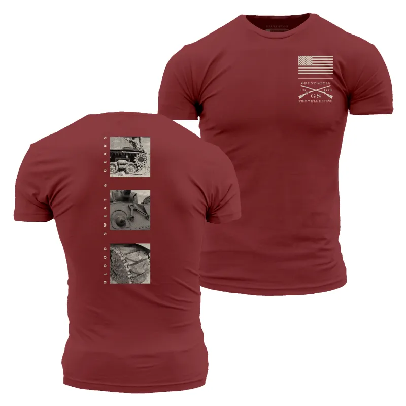 Blood, Sweat & Gears T-Shirt - Red Plum sold by Grunt Style