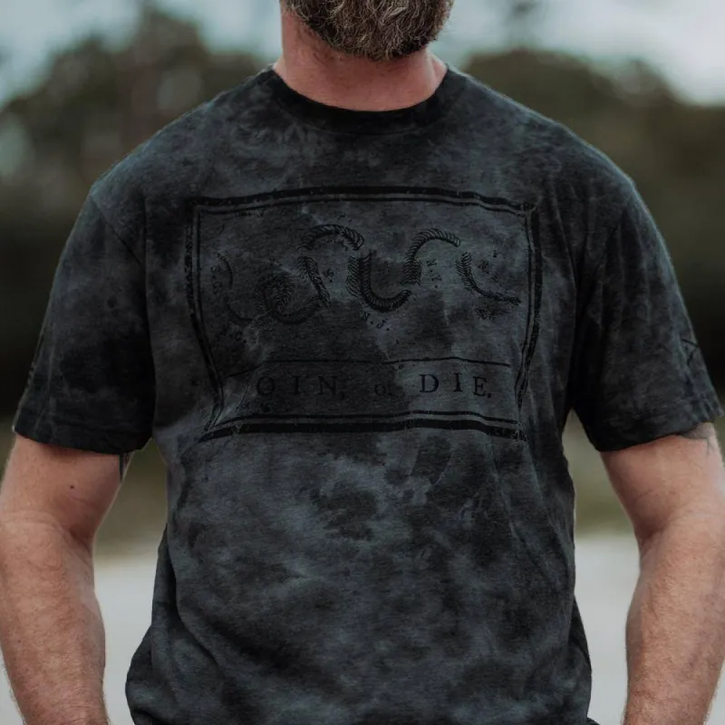 Men's Join or Die T-Shirt - Black Wash sold by Grunt Style