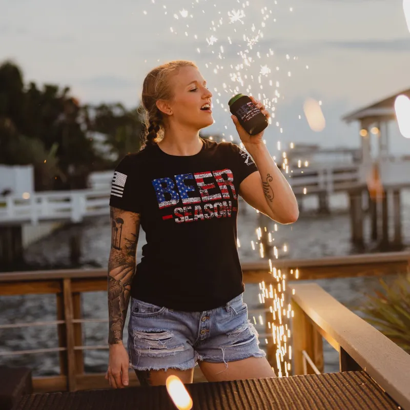 Women's Beer Season Tee - Black sold by Grunt Style