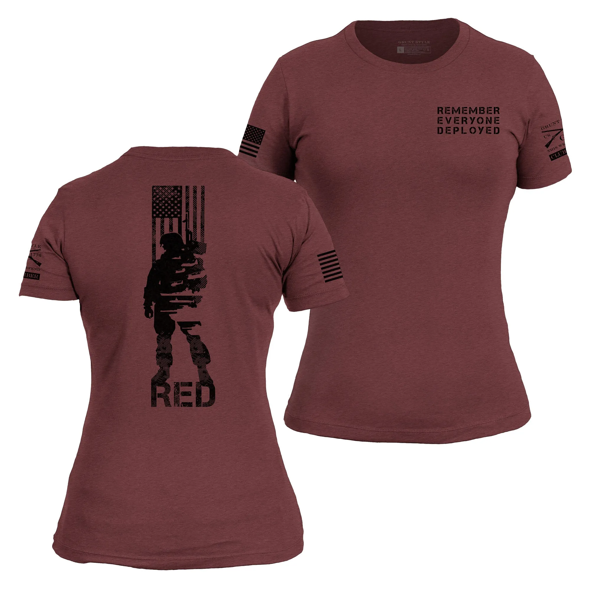 Women's R.E.D. All Forces Club Exclusive T-Shirt - Burgundy Heather sold by Grunt Style product image thumbnail 2