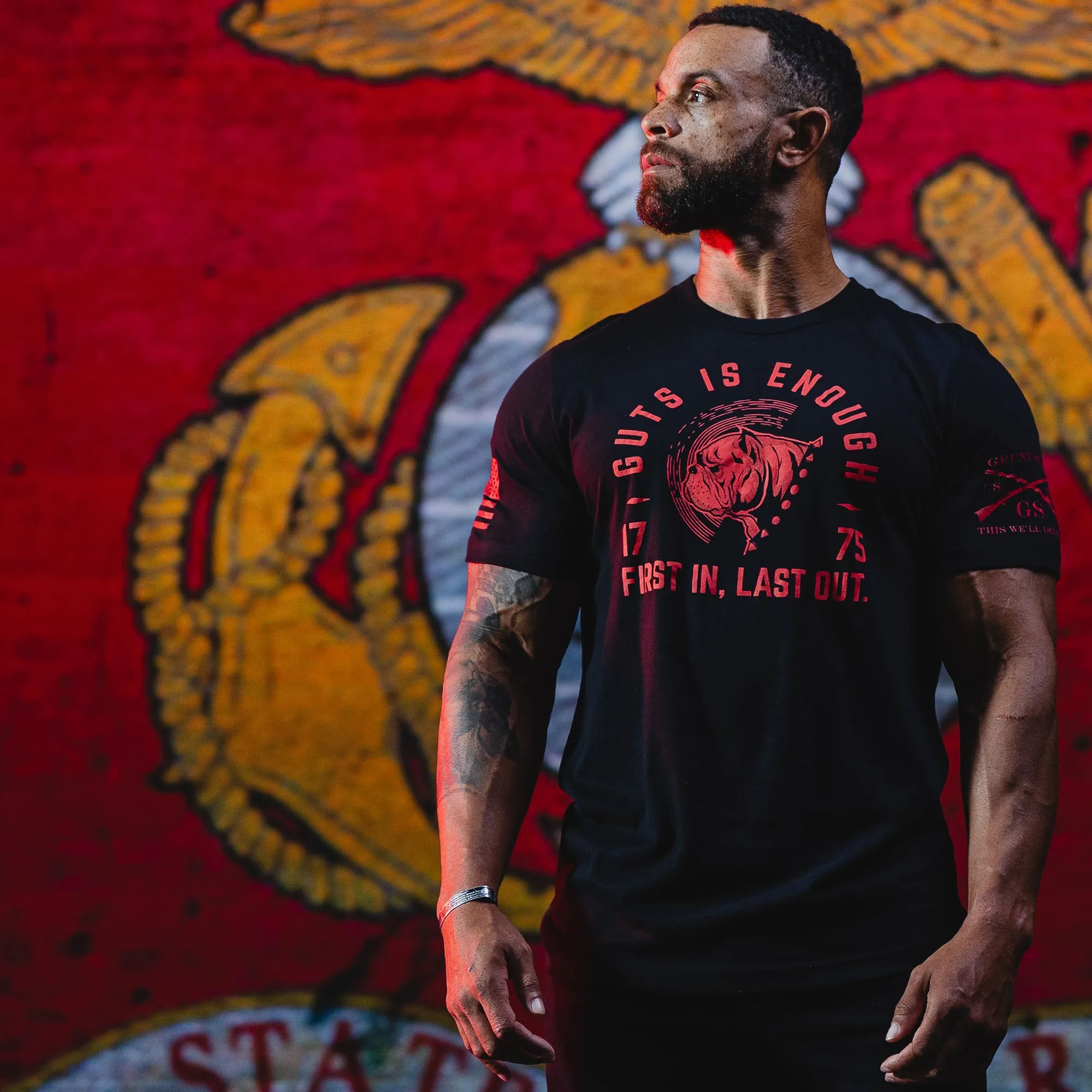 USMC - First In T-Shirt - Black sold by Grunt Style product image thumbnail 4