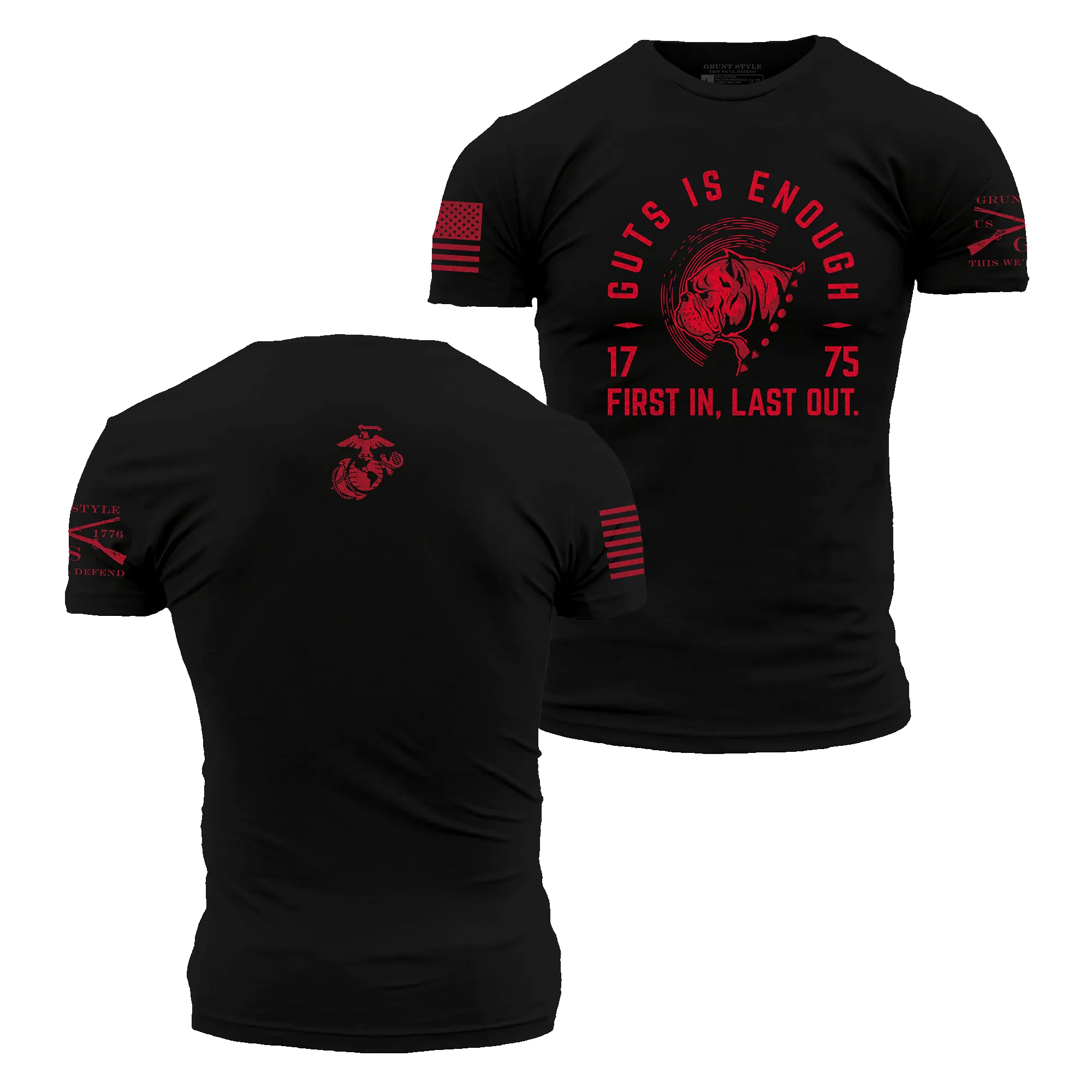 USMC - First In T-Shirt - Black sold by Grunt Style