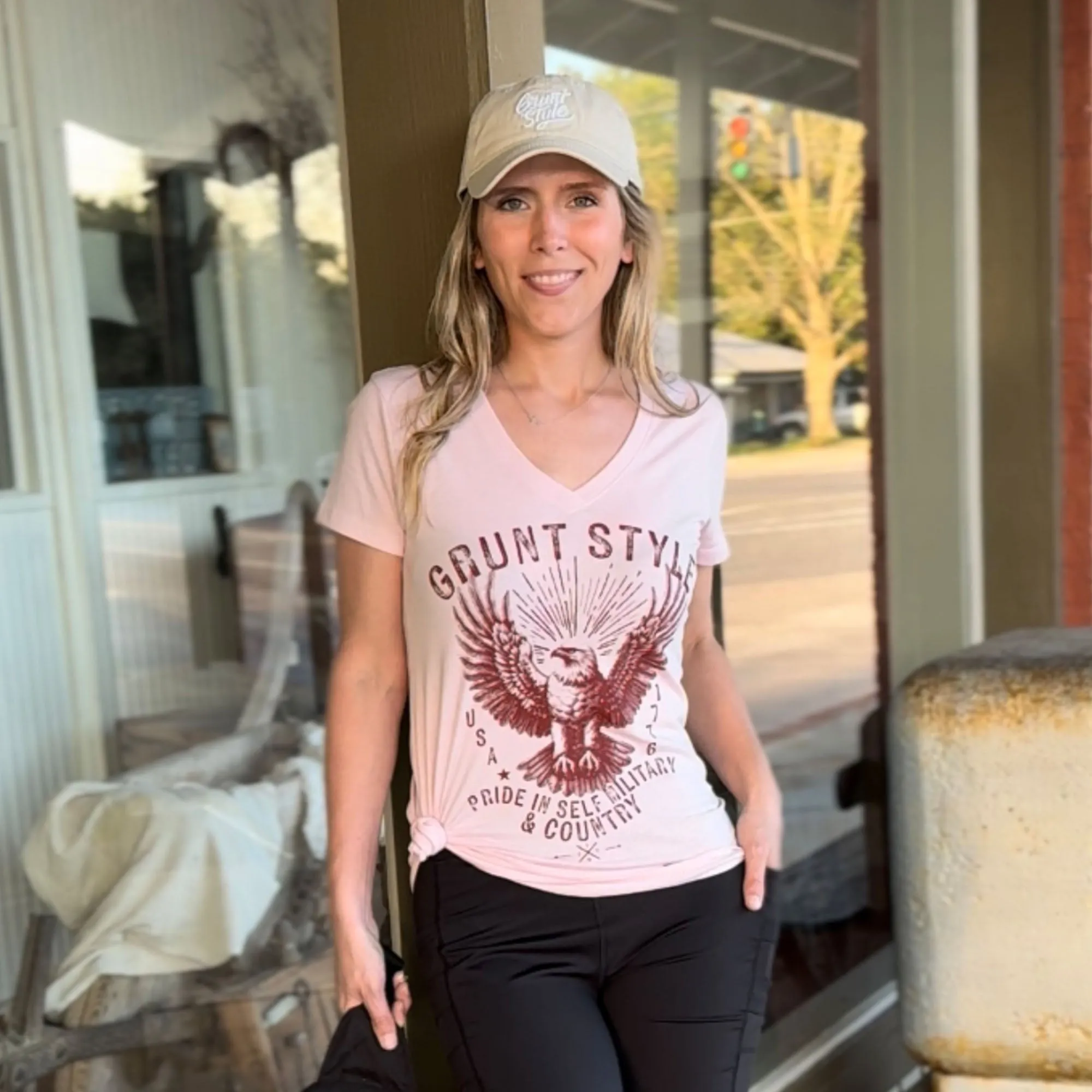 Women's Ethos Eagle V-Neck - Light Pink sold by Grunt Style product image thumbnail 5