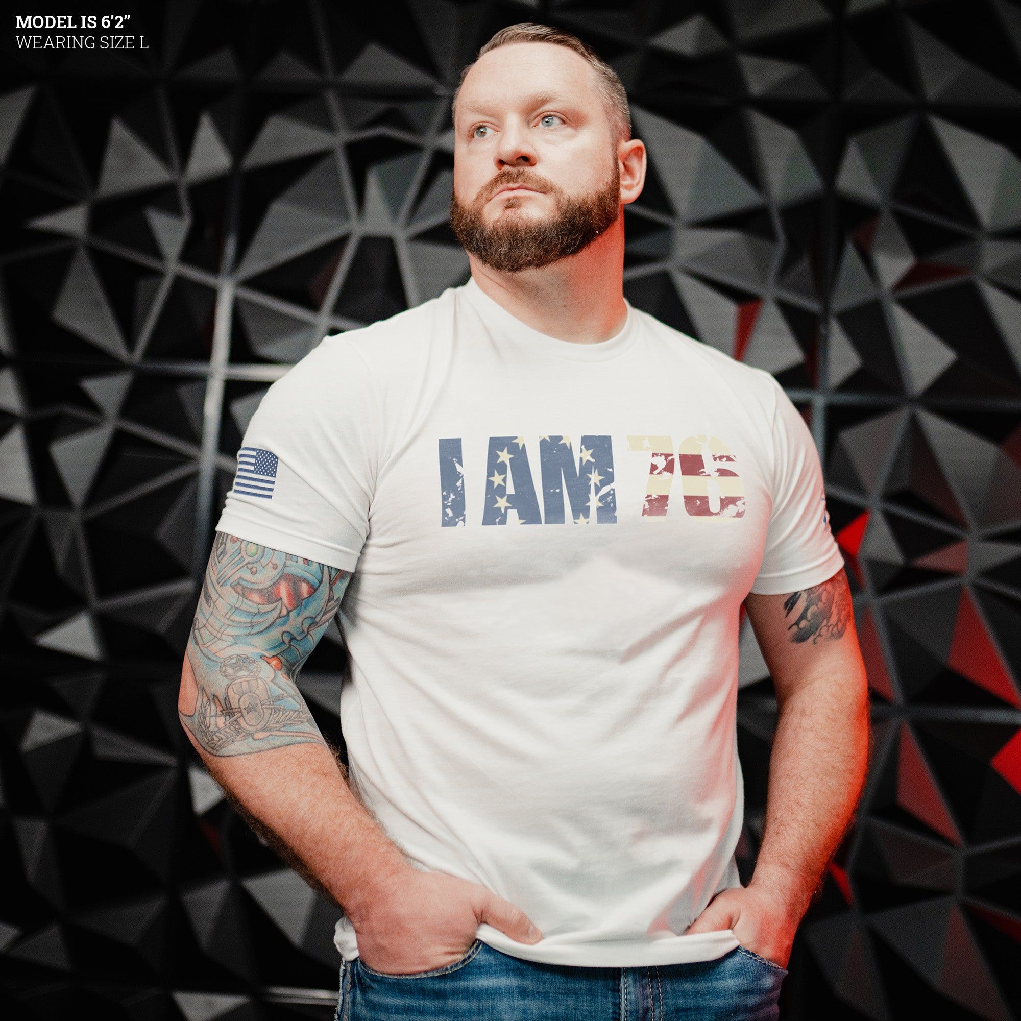 I AM 76 T-Shirt - White sold by Grunt Style product image thumbnail 3
