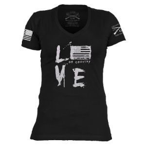Women's Love of Country V-Neck - Black sold by Grunt Style