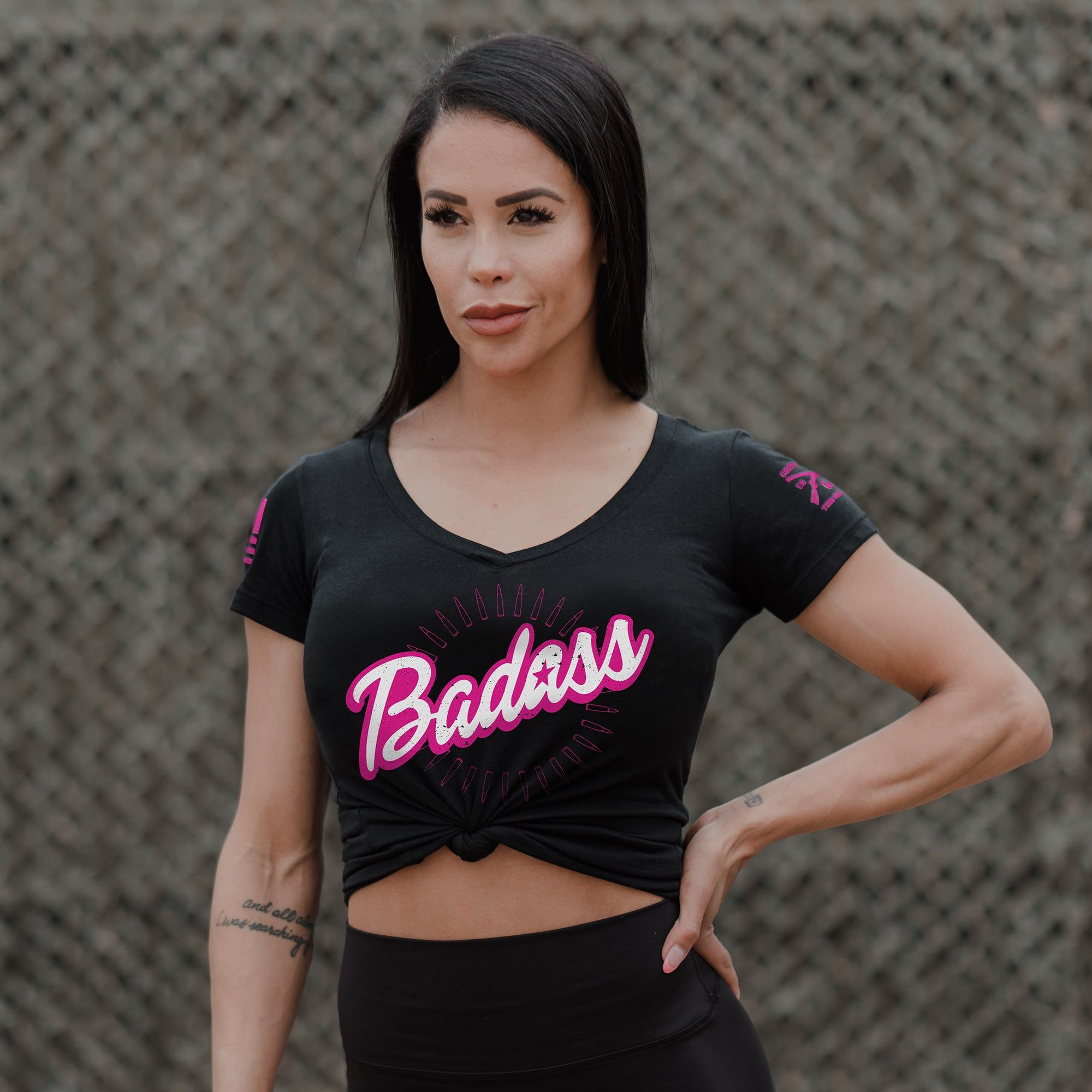 Women's Badass V-Neck - Black sold by Grunt Style product image thumbnail 3