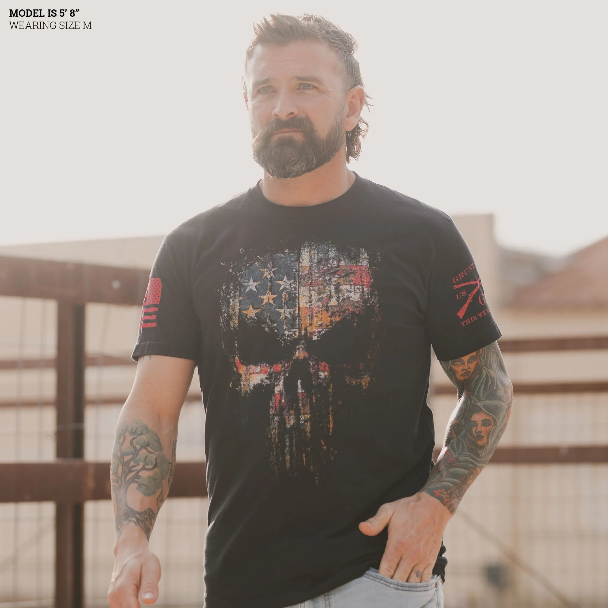 Red Blood American Reaper T-Shirt - Black sold by Grunt Style product image thumbnail 2