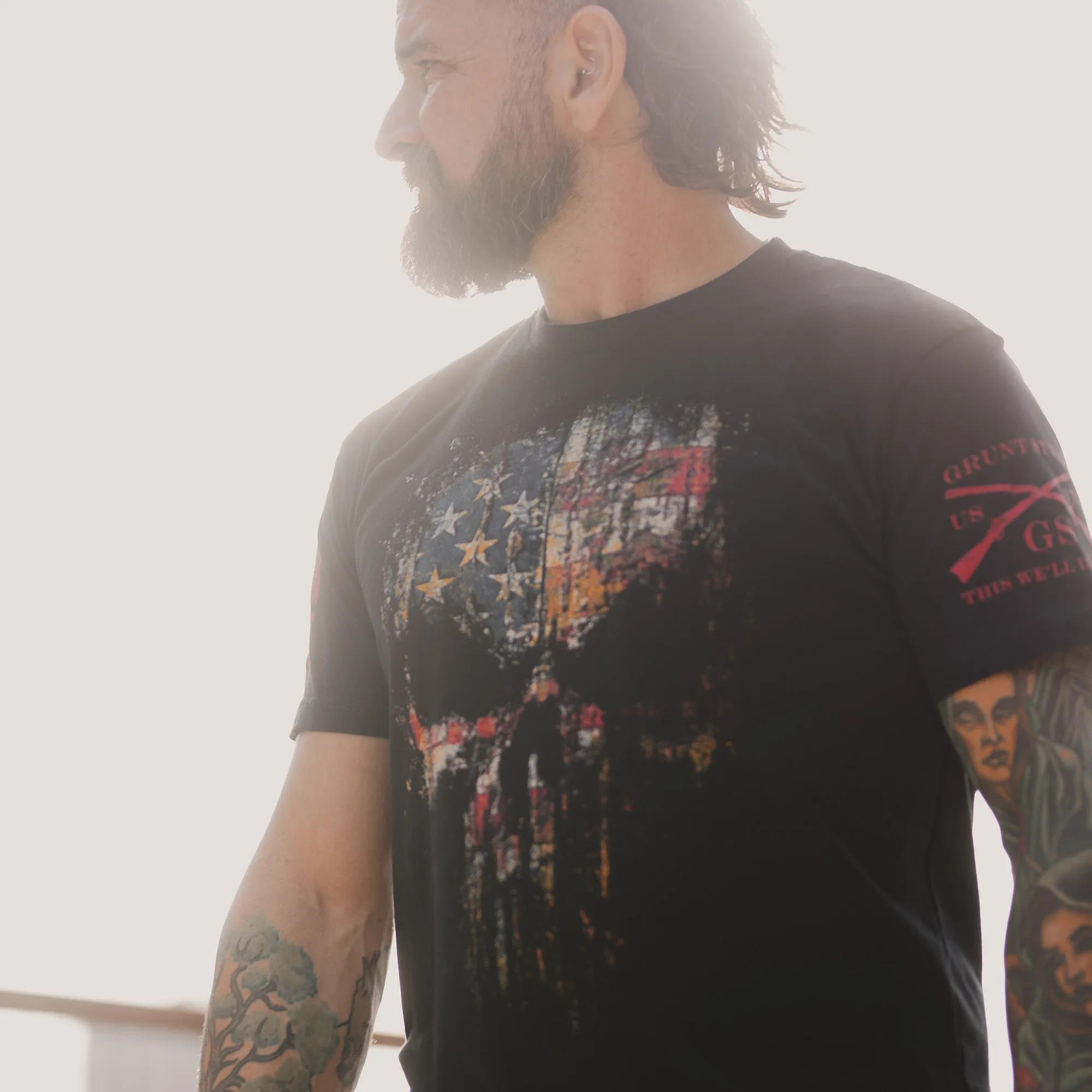 Red Blood American Reaper T-Shirt - Black sold by Grunt Style product image thumbnail 3