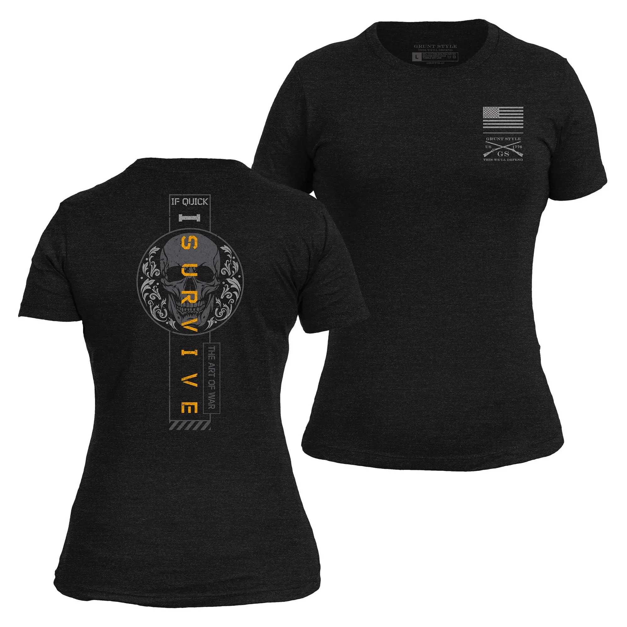 Women's I Survive Slim Fit T-Shirt - Black sold by Grunt Style product image thumbnail 5