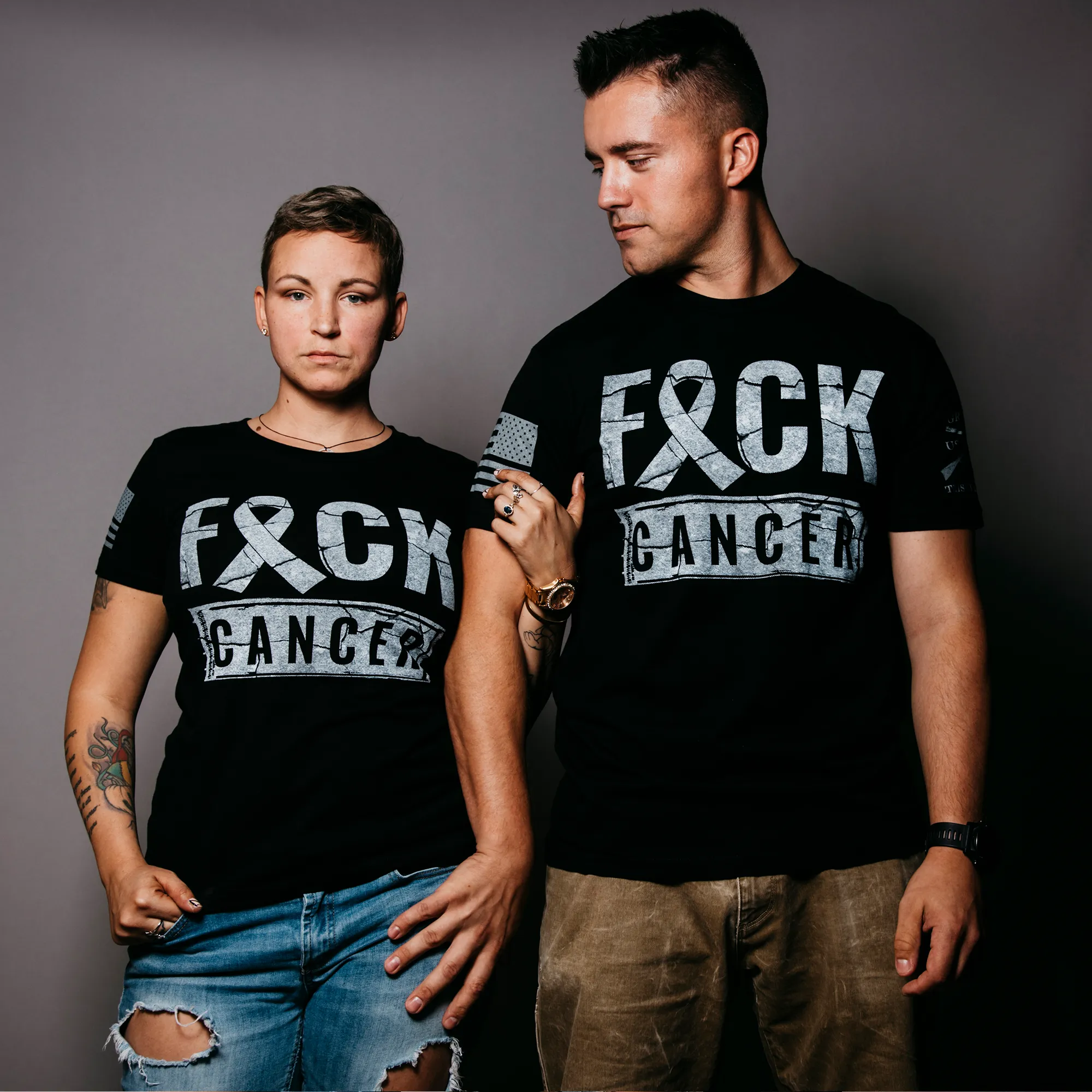 F*ck Cancer Throwback T-Shirt - Black sold by Grunt Style product image thumbnail 2
