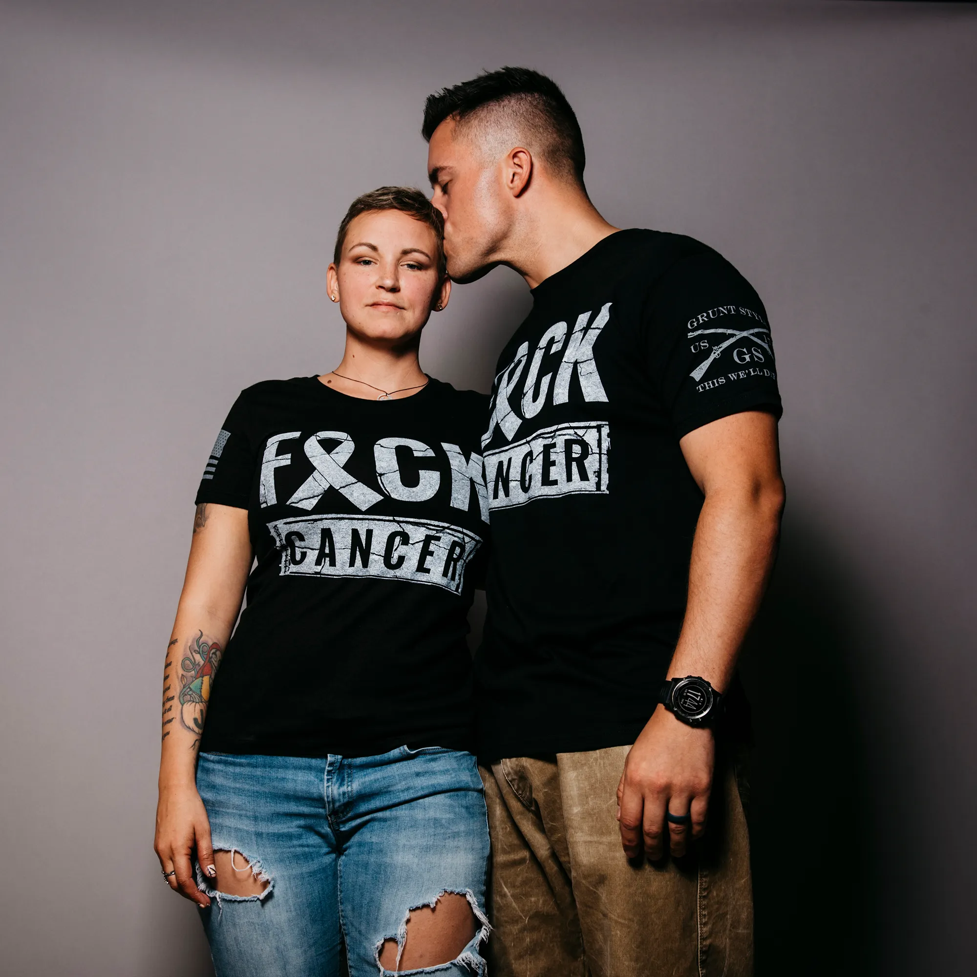 F*ck Cancer Throwback T-Shirt - Black sold by Grunt Style product image thumbnail 3