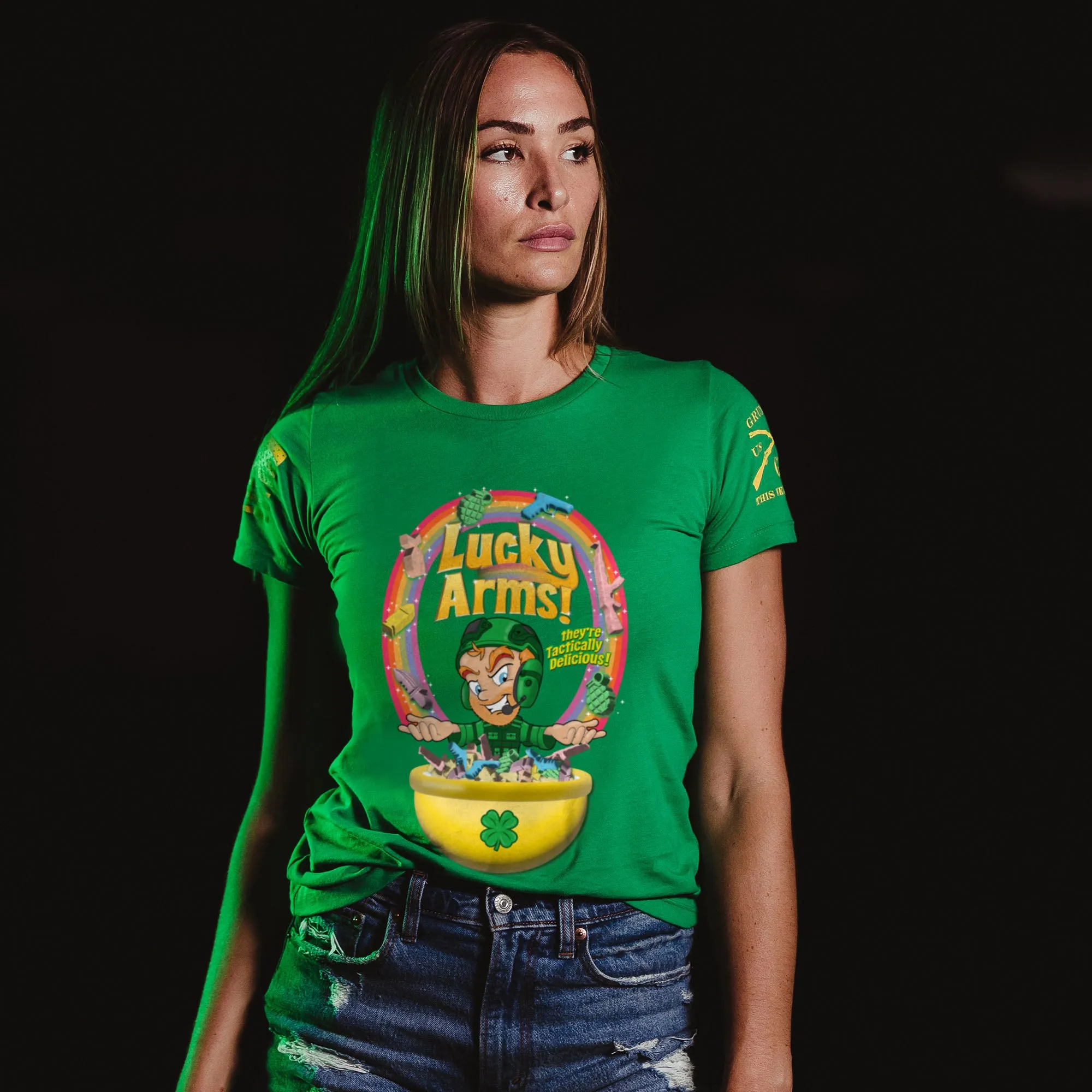 Women's Lucky Arms T-Shirt - Green sold by Grunt Style