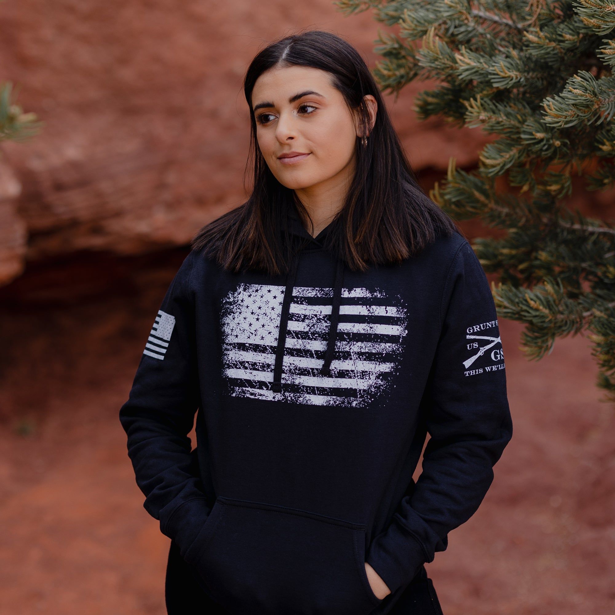 Women's Vintage American Hoodie - Black sold by Grunt Style product image thumbnail 5