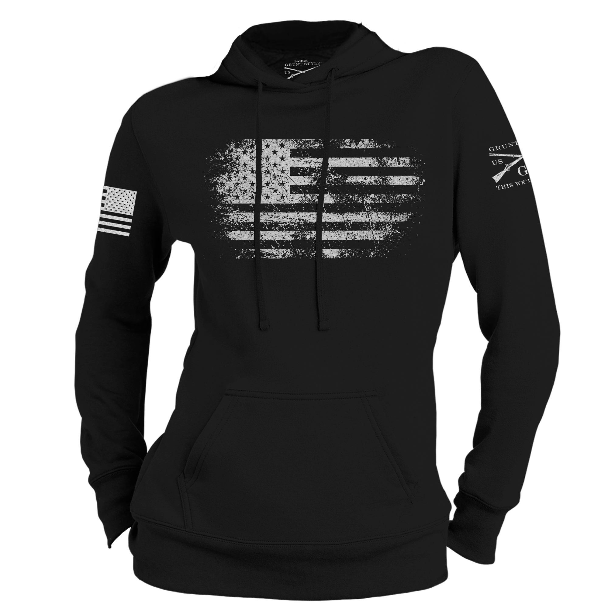 Women's Vintage American Hoodie - Black sold by Grunt Style product image thumbnail 4