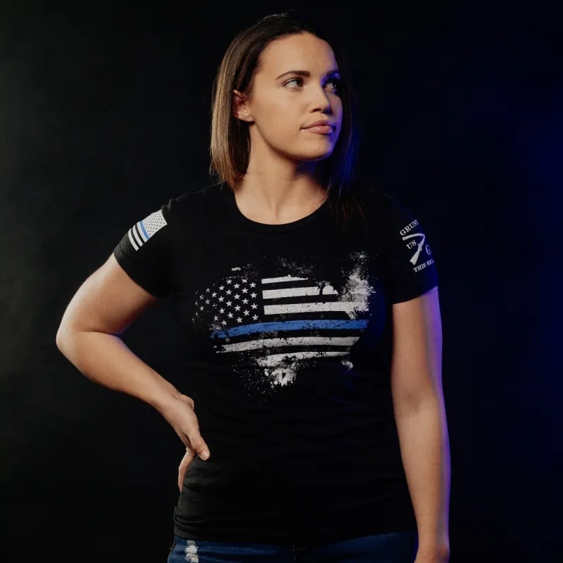 Women's Blue Line American Acid Slim Fit T-Shirt - Black sold by Grunt Style