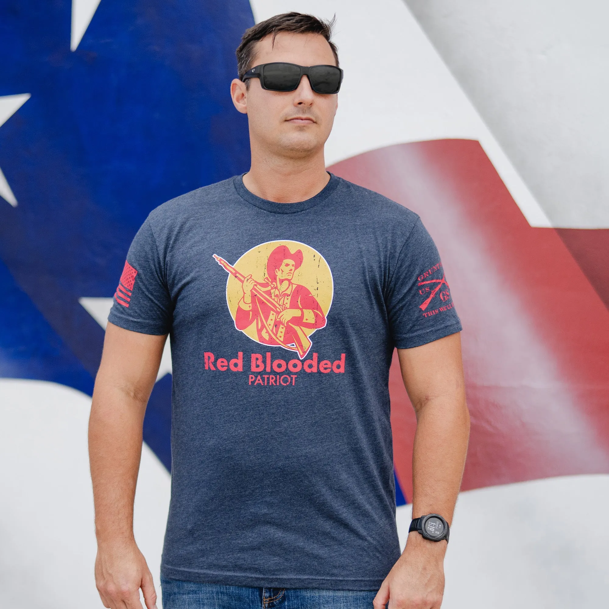 Red Blooded T-Shirt - Midnight Navy sold by Grunt Style product image thumbnail 5