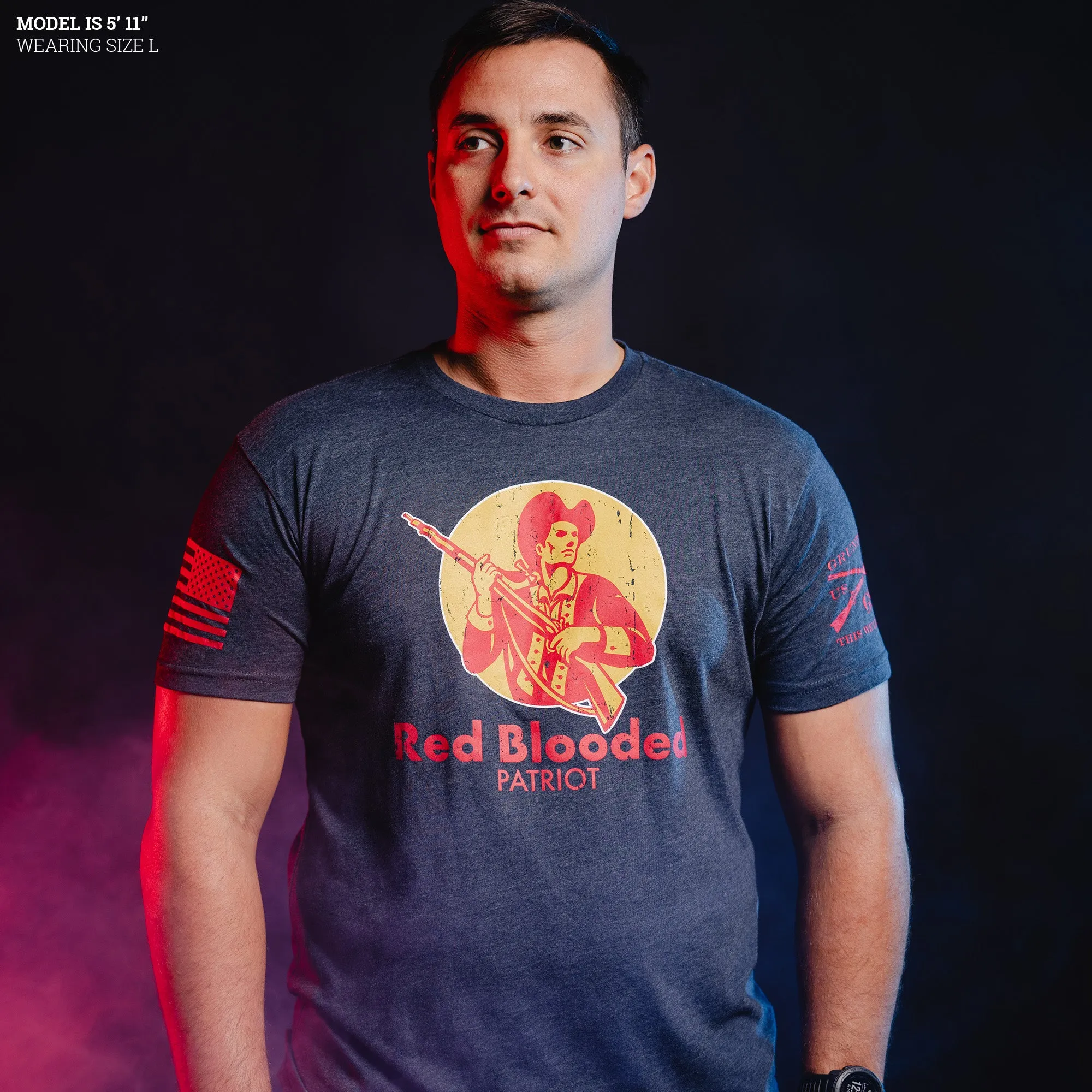 Red Blooded T-Shirt - Midnight Navy sold by Grunt Style product image thumbnail 3