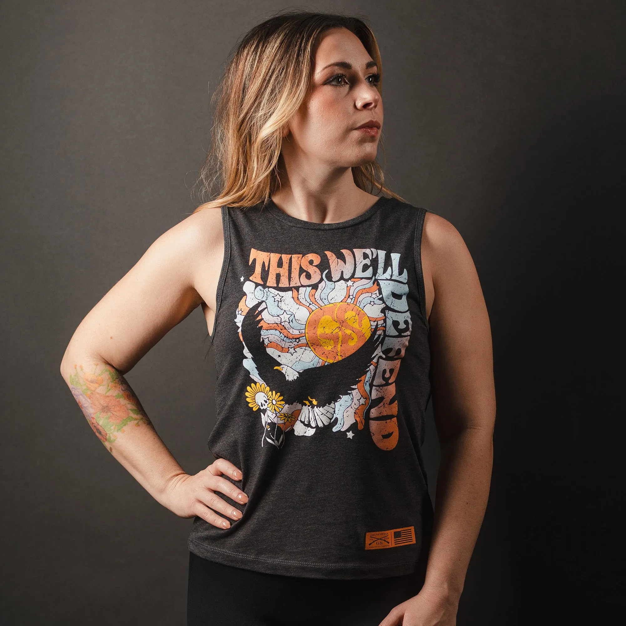 Women's Trippy Eagle Everyday Tank - Dark Heather Gray sold by Grunt Style product image thumbnail 3