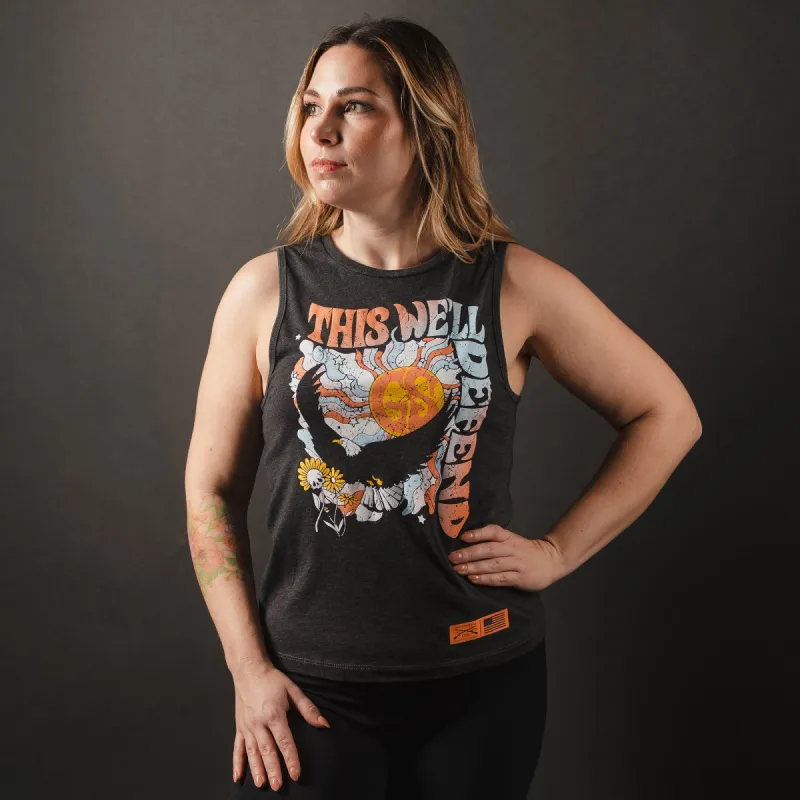 Women's Trippy Eagle Everyday Tank - Dark Heather Gray sold by Grunt Style