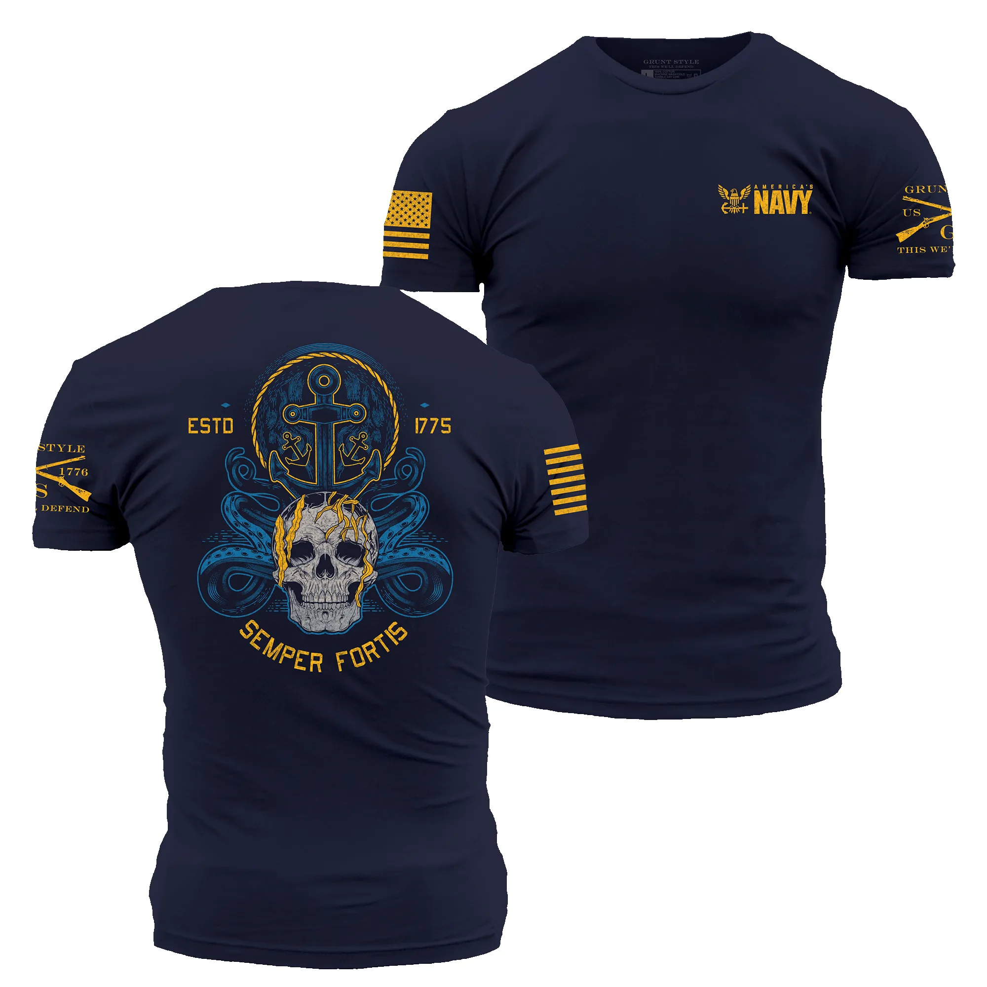 USN - Men's Semper Fortis T-Shirt - Navy sold by Grunt Style