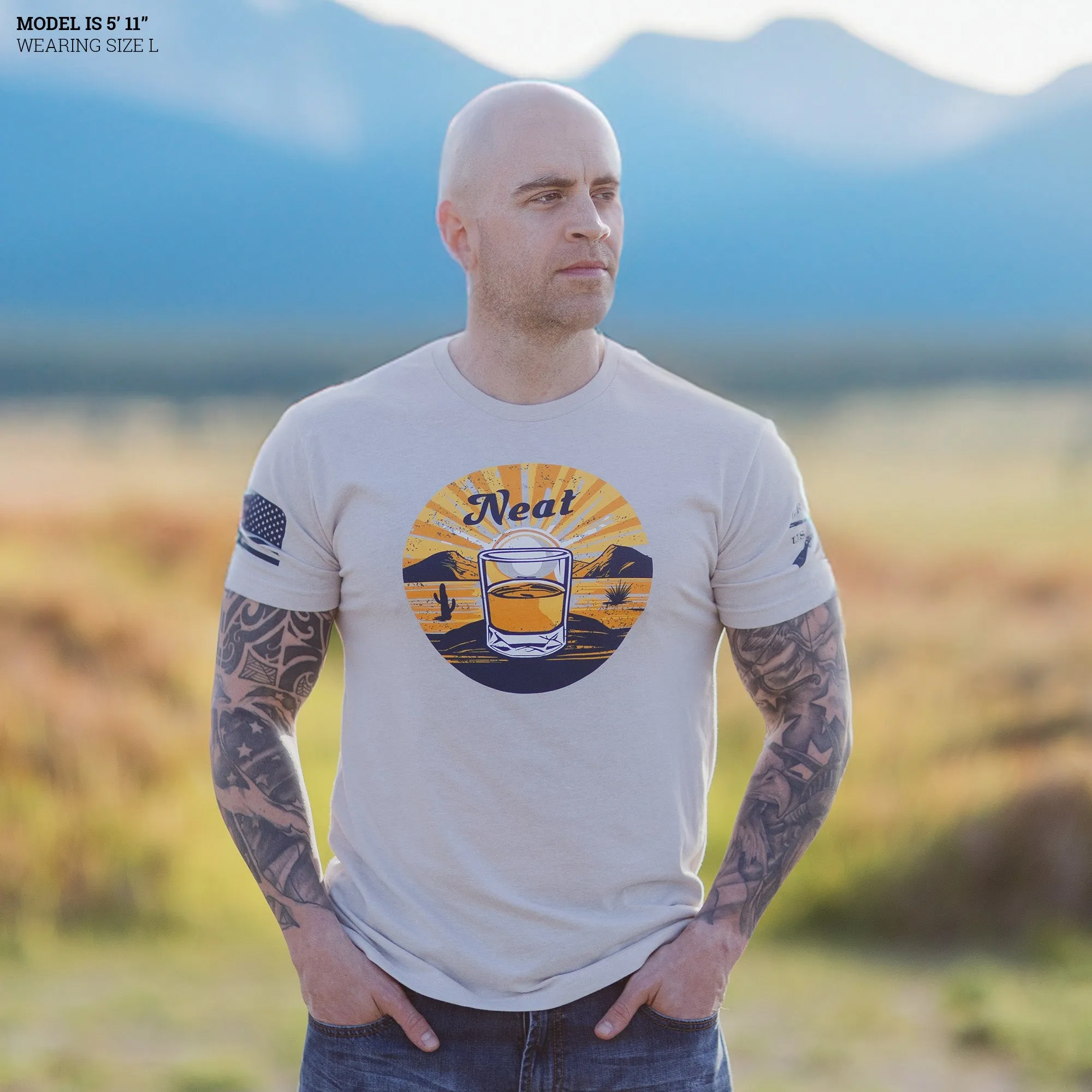 Neat Whiskey T-Shirt - Sand sold by Grunt Style product image thumbnail 5
