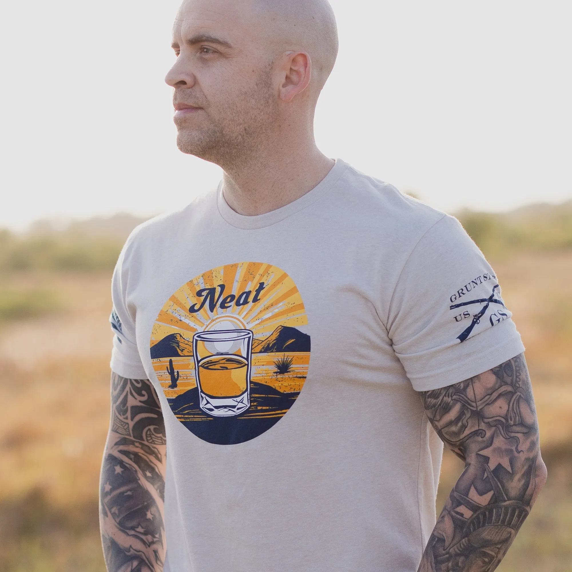 Neat Whiskey T-Shirt - Sand sold by Grunt Style product image thumbnail 3
