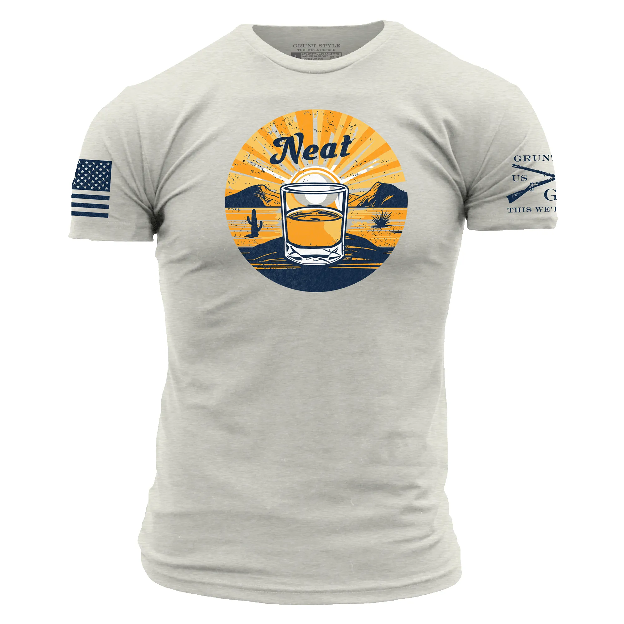 Neat Whiskey T-Shirt - Sand sold by Grunt Style