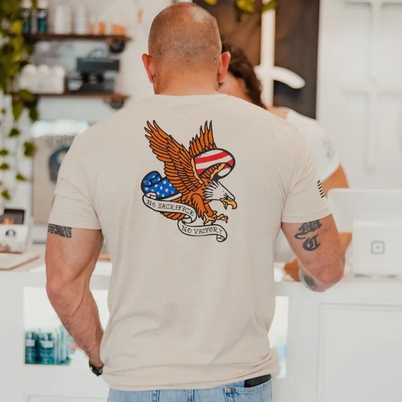 No Sacrifice No Victory T-Shirt - Sand sold by Grunt Style