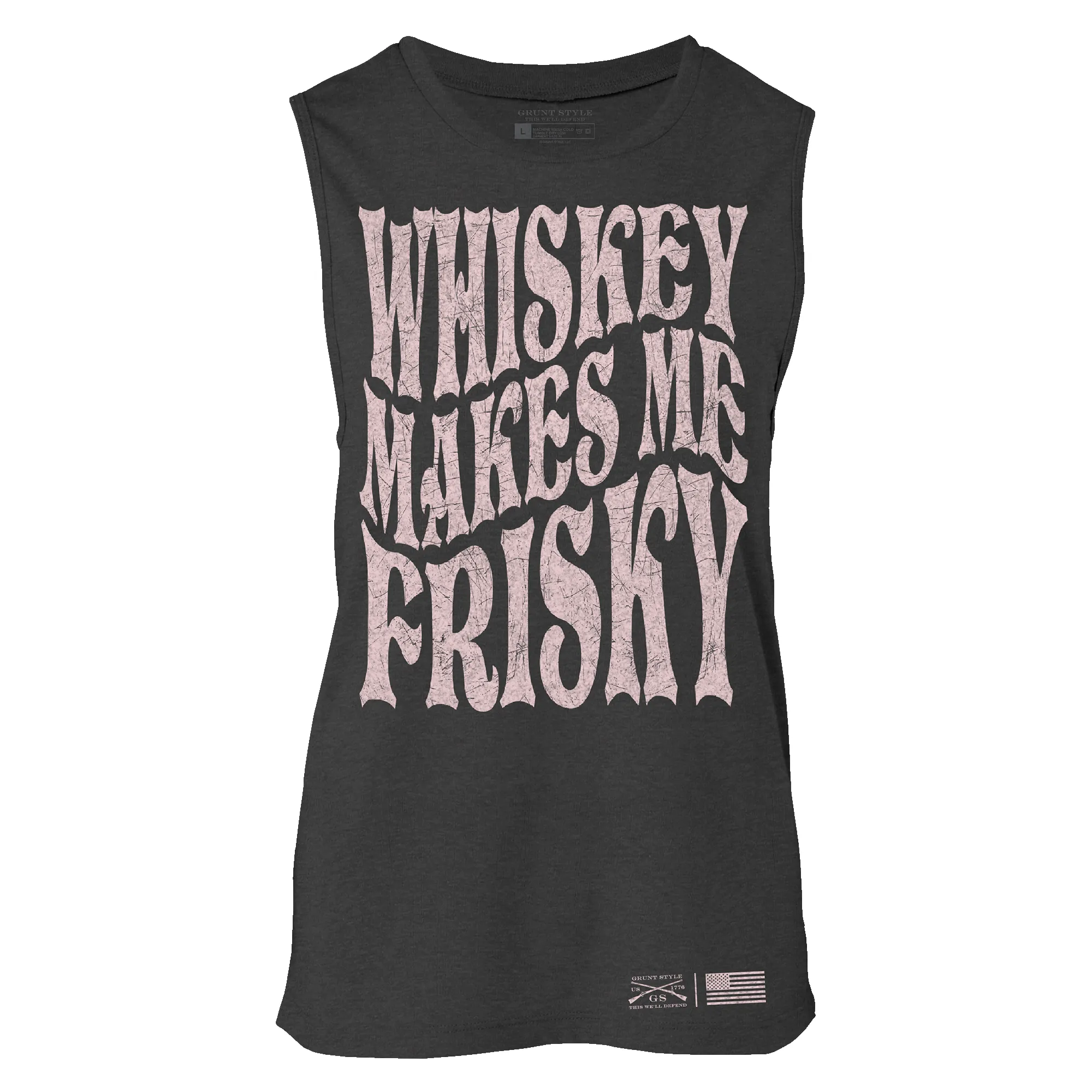 Women's Whiskey Makes Me Frisky Everyday Tank - Dark Heather Gray sold by Grunt Style product image thumbnail 3