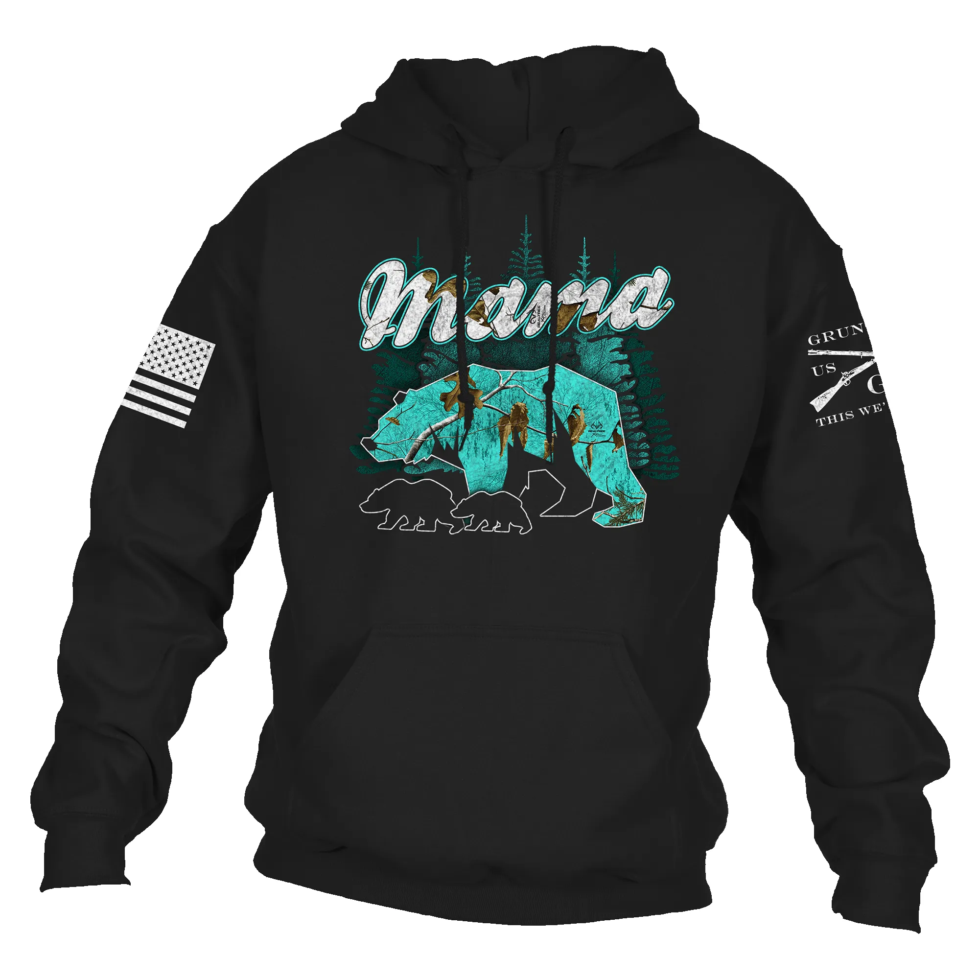 Women's Mama Bear Realtree Xtra® Sea Glass Hoodie - Black sold by Grunt Style product image thumbnail 2