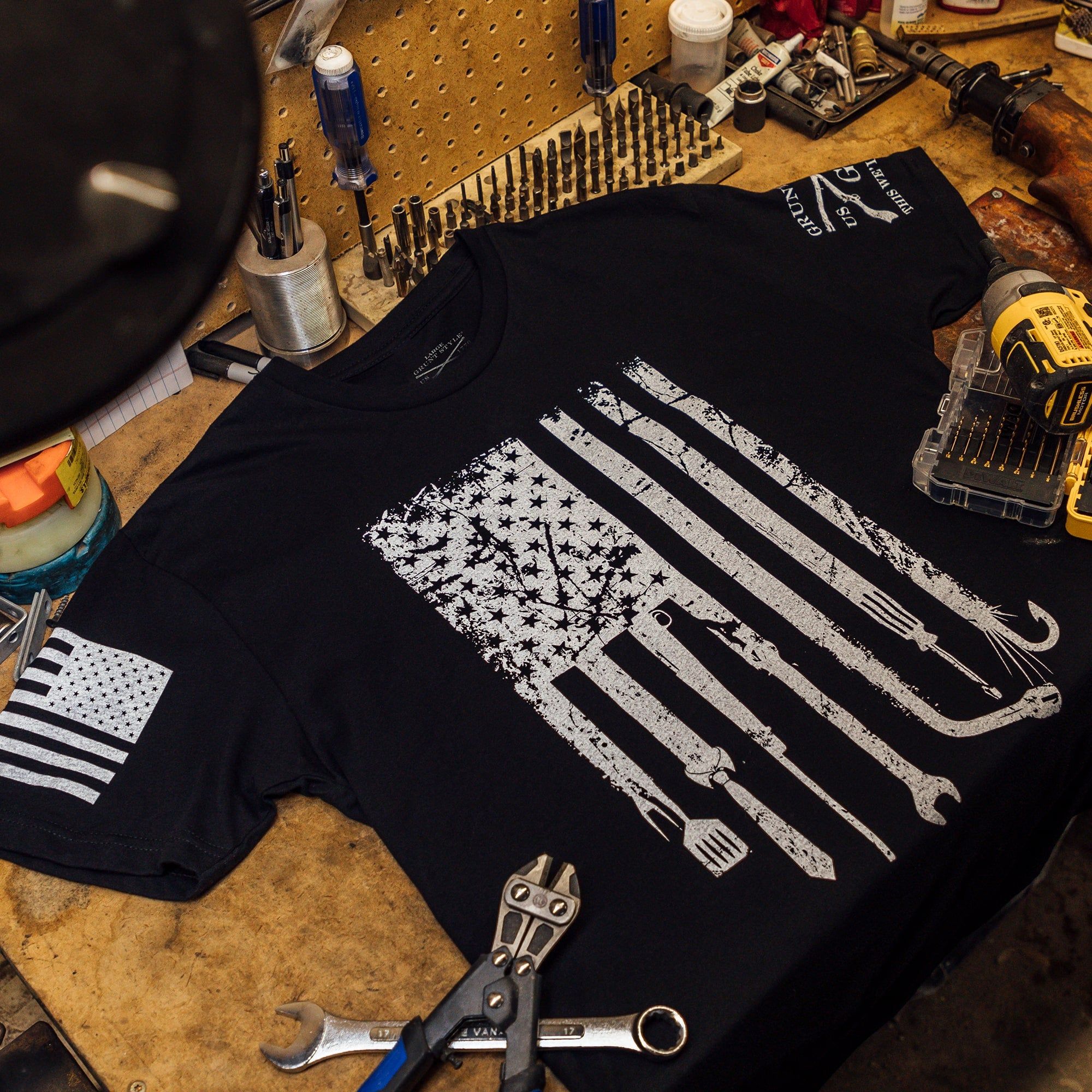 Dad Flag T-Shirt - Black sold by Grunt Style product image thumbnail 4