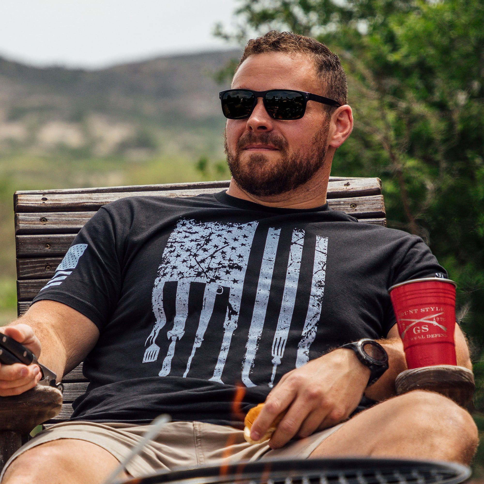 Dad Flag T-Shirt - Black sold by Grunt Style product image thumbnail 3