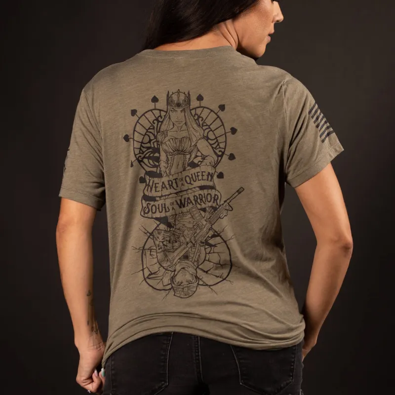 Women's Heart and Soul of a Warrior Relaxed Fit T-Shirt  - Olive Triblend sold by Grunt Style