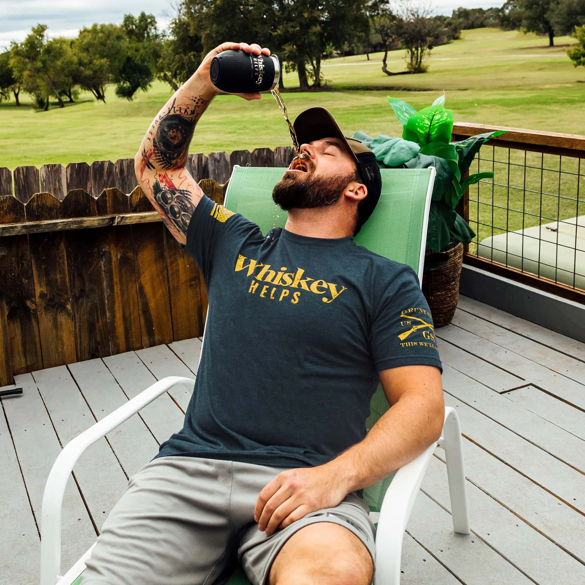 Whiskey Helps™ T-Shirt - Midnight Navy sold by Grunt Style product image thumbnail 4