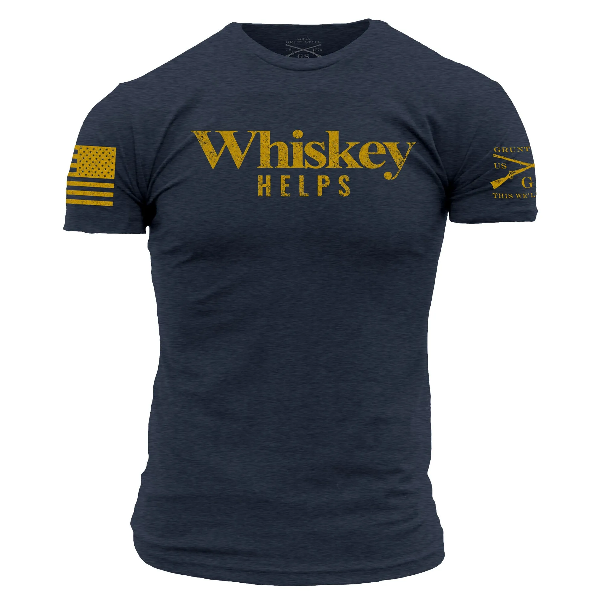 Whiskey Helps™ T-Shirt - Midnight Navy sold by Grunt Style