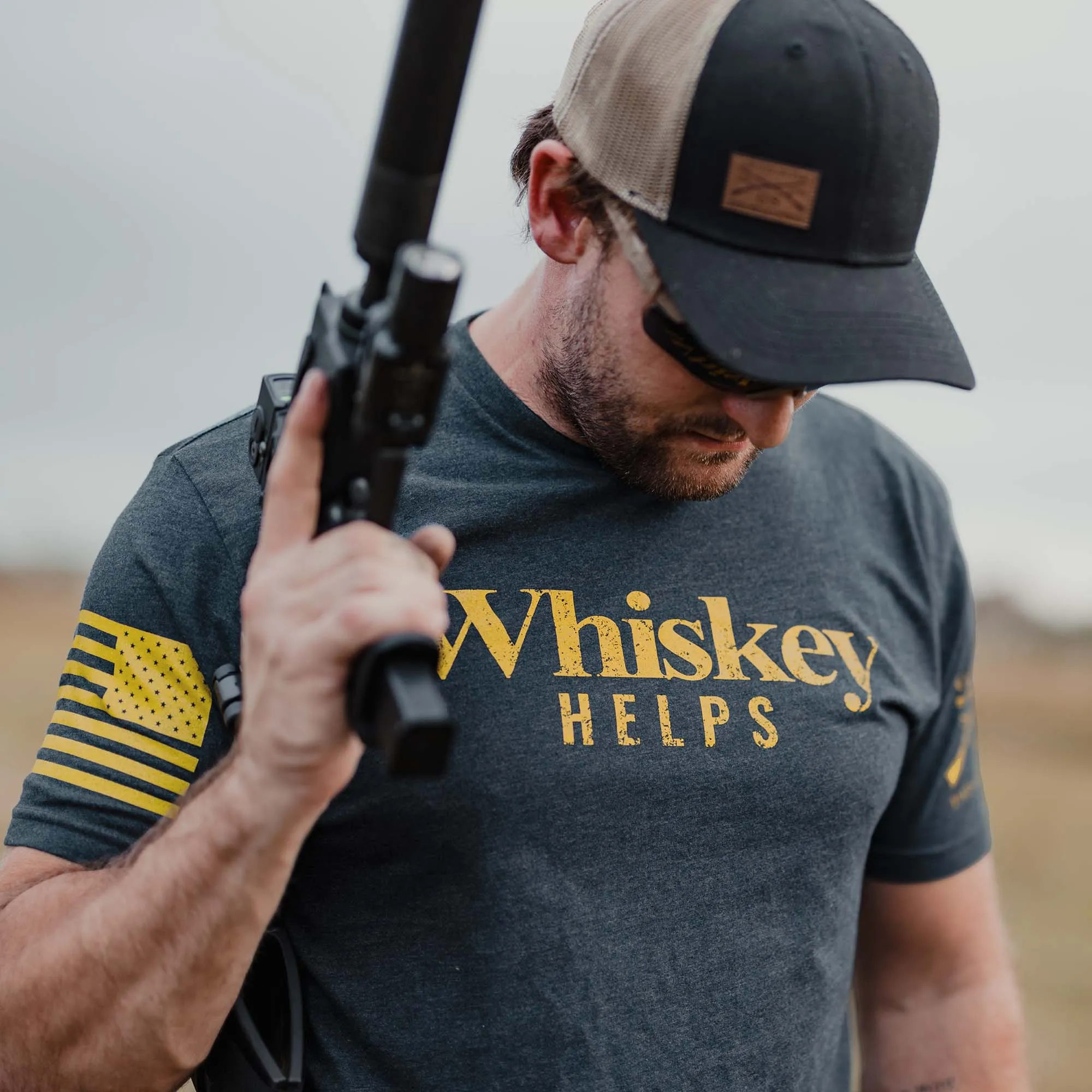 Whiskey Helps™ T-Shirt - Midnight Navy sold by Grunt Style product image thumbnail 3