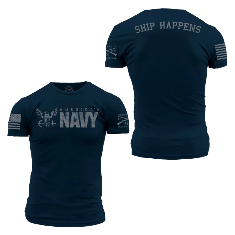USN - Ship Happens 2.0 T-Shirt - Navy sold by Grunt Style