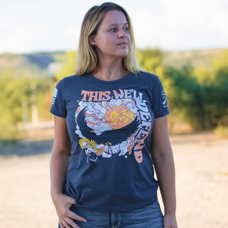 Women's Trippy Eagle Slim Fit T-Shirt - Midnight Navy sold by Grunt Style