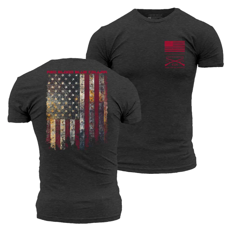 Red Blood Blue Collar® T-Shirt - Charcoal sold by Grunt Style