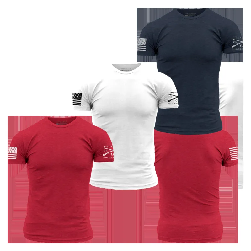 Standard Issue Core Basic T-Shirts - Patriot Pack - 3 Pack sold by Grunt Style