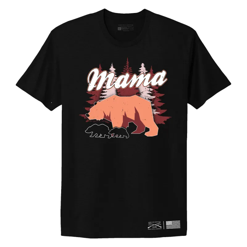 Women's Mama Bear Boyfriend Fit T-Shirt - Black sold by Grunt Style