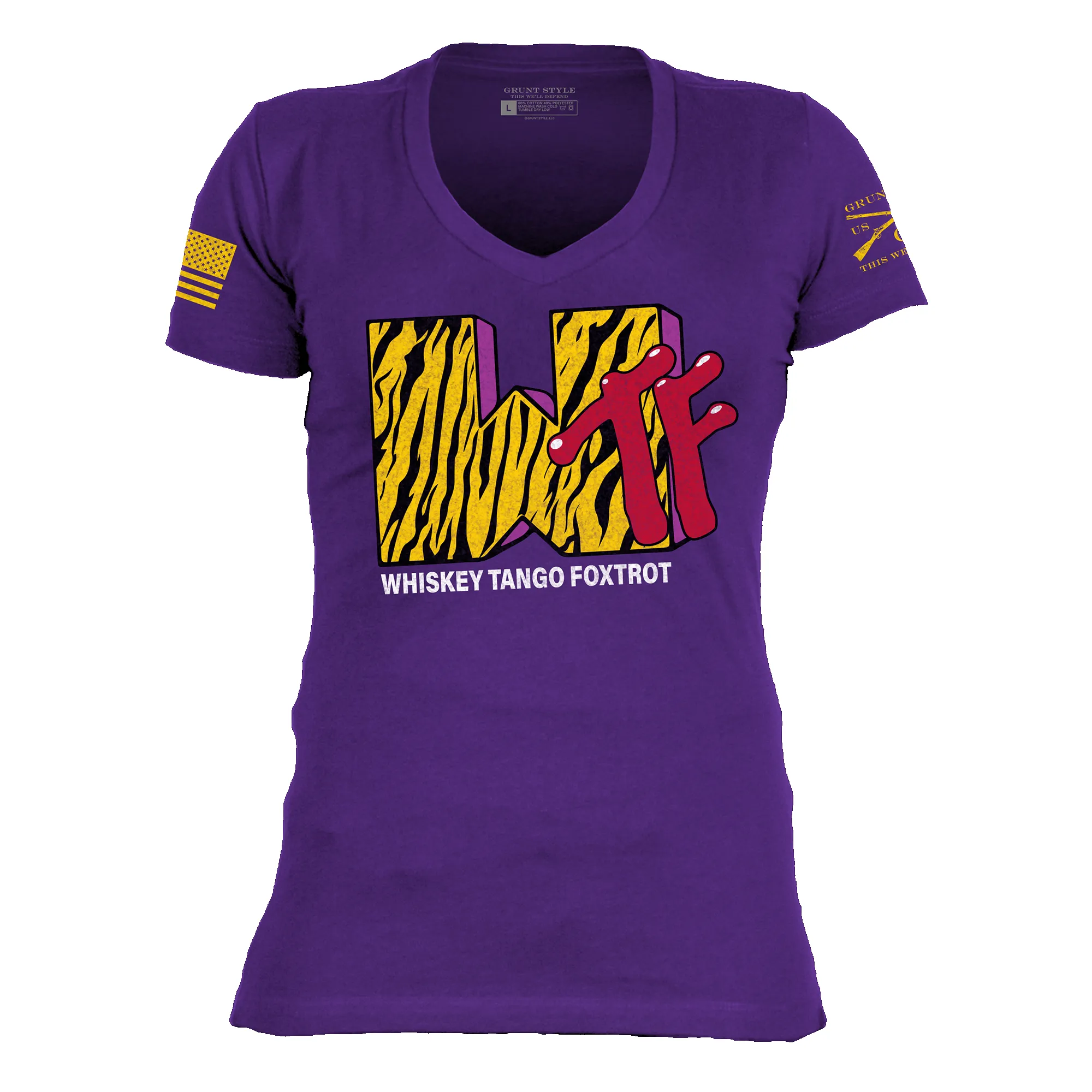 Women's WTF Television V-Neck - Purple Rush sold by Grunt Style product image thumbnail 3