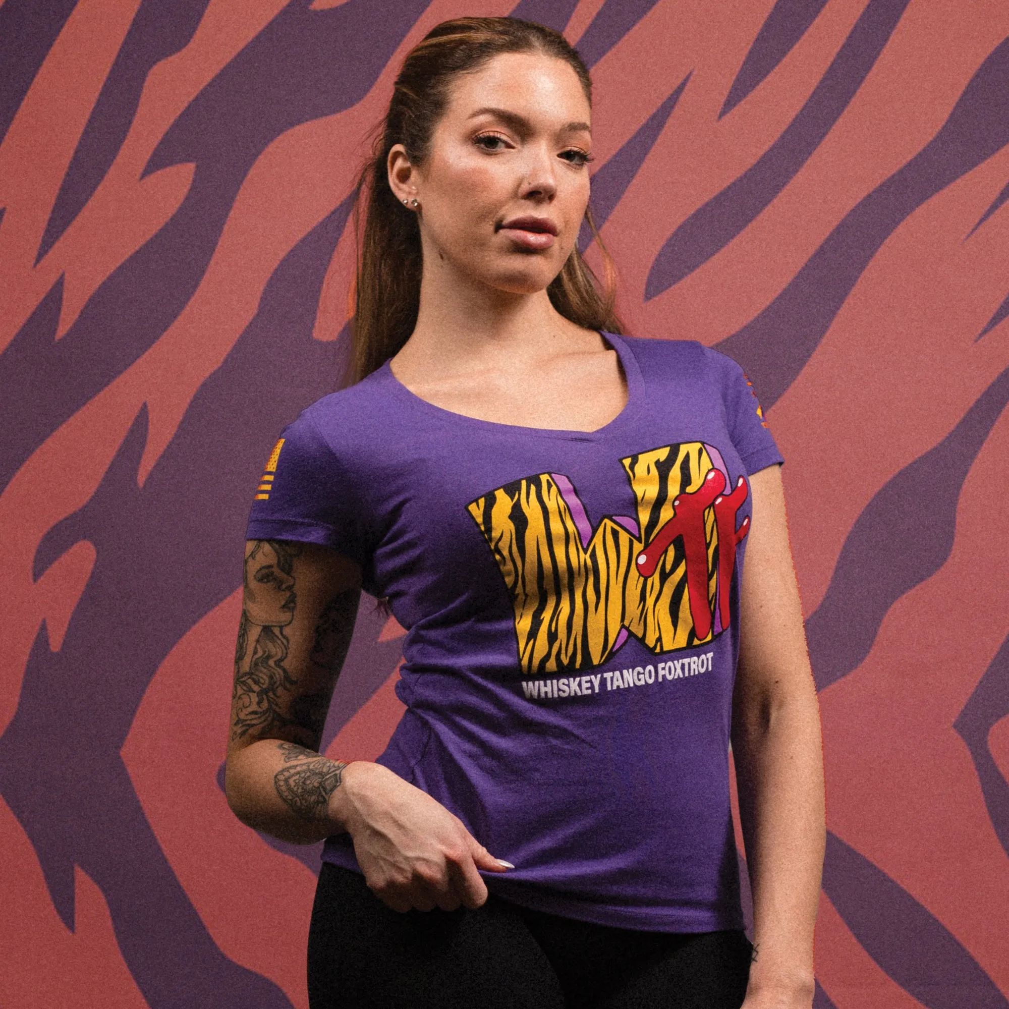 Women's WTF Television V-Neck - Purple Rush sold by Grunt Style