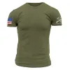 USA Flag Basic T-Shirt - Military Green sold by Grunt Style