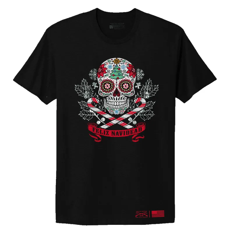 Women's Feliz Navidead Boyfriend Fit T-Shirt - Black made by Grunt Style