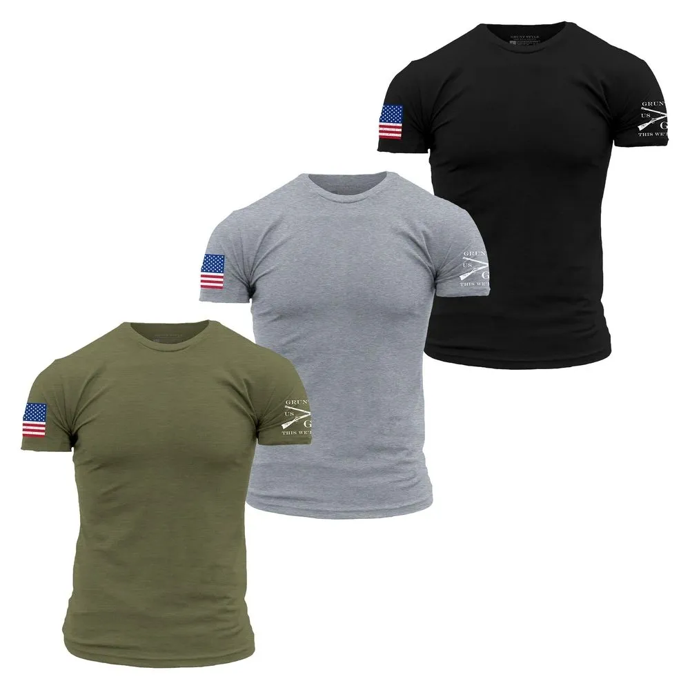 USA Flag Basic T-Shirts - USA Pack - 3 Pack sold by Grunt Style