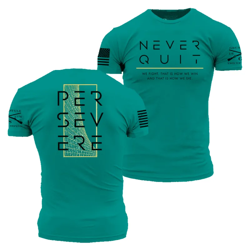 Never Quit T-Shirt - Heather Aqua sold by Grunt Style